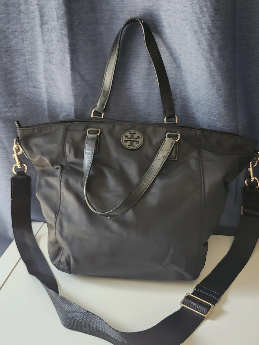 Tory Burch Tilda Black Nylon Small Tote Bag Convertible Crossbody Medium - Fair